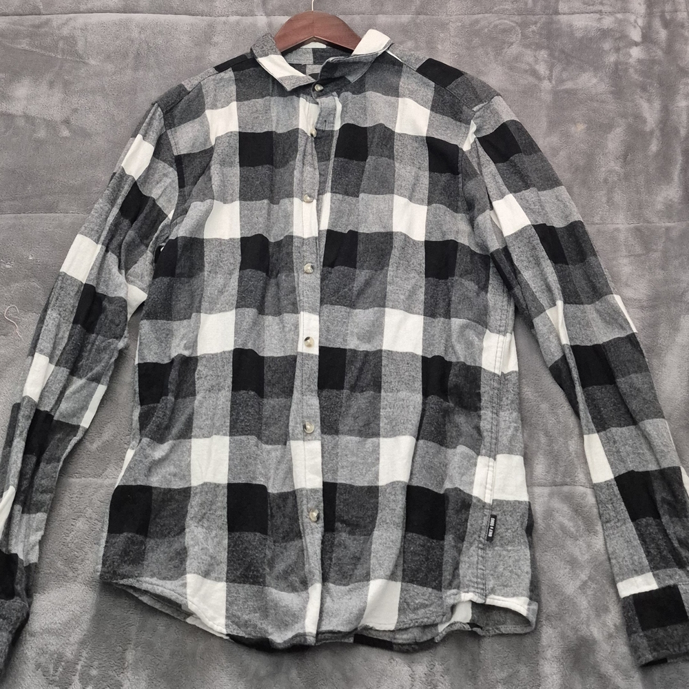 ONLY & SONS ONSGUDMUND Black and White Casual Button Down Flannel